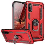 TJS Compatible with Samsung Galaxy A10E Case, Metal Ring Kickstand Magnetic Support Drop Protector Phone Case (Red)