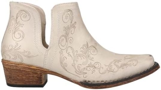 ROPER Womens Ava Paisley Embossed Snip Toe Casual Boots Ankle Low Heel 1-2" - Off White - Size 10 B