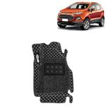 KINGSWAY® Premium 7D Car Floor Mat Compatible with Ford Ecosport (Year 2012-2016), Double Layer Luxury Car Foot Mats - Complete Set of 3 Pcs, 100% Waterproof and Washable, Classic Black