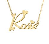 18k Gold Plated Rosie Heart Name Pendant Charm Necklace for Womens Birthday Graduation Stainless Steel Jewelry