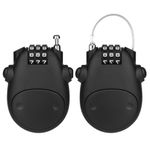 2 Pack 3 Digit Combination Lock, Cable Lock Rustproof Small Combination Lock with 75cm Retractable Cable, Security Password Lock for Luggage, Bike, Ski, Helmet