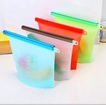 LDG WARE Reusable Silicone Food Storage Bags | Food Grade Silicone Bags for Fridge Storage | Ziplock Bags for Freezer | VegetableBags for Fridge Storage Box | Ziplock Pouch for Kitchen Use(4-pcs)