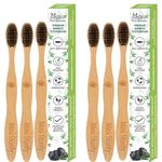 Mini Storify - Natural & Organic Bamboo Wooden Toothbrush for Adults - Pack of 6 - Wood Tooth Brushes for Teeth with Activated Charcoal and Biodegradable Handle/Soft Bristles/Eco-Friendly/BPA Free