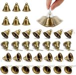 MCPINKY Craft Bells, 34PCS Bronze Jingle Bells Vintage Bells (1.7" X 1.5") Small Brass Bells with Spring Hooks Hanging for Wind Chimes Housebreaking Doorbell Christmas Tree Wedding Decor DIY Favor