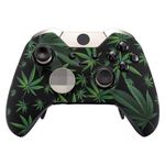 eXtremeRate® Green Weeds Leaves Faceplate Cover, Soft Touch Front Housing Shell Case, Comfortable Soft Grip Replacement Kit for Xbox One Elite Controller Model 1698 with Thumbstick Accent Rings