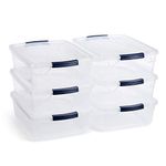 Rubbermaid Cleverstore Clear 16 Qt/4 Gal, Pack of 6 Stackable Plastic Storage Containers with Durable Latching Clear Lids, Visible Organization, Great for Classroom, Underbed, and Kitchen Storage