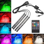 Car LED Light Strips - 4pcs Car Interior Light Music LED Lighting Kit,48 LEDs Light Strips with Sound-activated Music Control