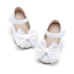 THEE BRON Toddler Shoes Ballet Shoes for Girls Wedding Party Dress Flats(CA-G06 Toddler,White 10M)