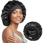 22 Momme 100% Real Mulberry Silk Bonnet for Sleeping Women, Large Hair Care Bonnet for Long Curly Hair, Double Layer Silk Hair Wrap with Soft Elastic Band, Non-Slip Sleep Cap, Shower Cap