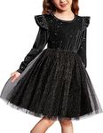 Arshiner Girls Princess Dress Halloween Velvet Tulle Tutu Long Sleeve Outfit Black Sequin Size 6