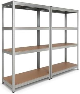 EURO VANADIUM - Double Étagères de rangement Charges Lourdes - 160 x 160 cm - 640 kg - Étagères de garage modulables, 4 Niveaux, 8 Plateaux