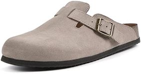 WHITE MOUNTAIN Bari Signature Comfort-Molded Footbed Clog, Taupe/Suede, 6