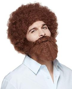 Spirit Halloween Bob Ross Wig and Beard | Officially Licensed Brown