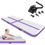 3M / 4M Inflatable Gymnastics Mat Tumbling Mat 10cm Thickness Air Floor Mat Tumble Track Gym Mat for Home Use/Training/Yoga/Water Fun/Pilates with Electric Pump (Purple, 3m)