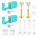 QWALIT Ear Piercing Gun Kit Earring Gun Piercing Kit Earring Gun Piercing Kit Piercing Gun Earrings Studs Ear Piercing Needle Kit with Earrings Gold