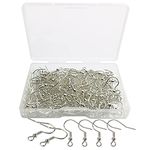 120pcs Earring Hooks with Ball and Coil, Hypo Allergenic Plated Silver Ear Wires with Transparent Storage Box, for DIY Jewelry Making