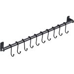 KINGRACK Kitchen Rail Pan Hanger, Utensil Hanging Bar Rack, Bathroom Towel Bar, Wall Mounted Hanger, Organizer for Hanging Knives, Pot and Pan, Bags on Living Room with 10 Removable S Hooks, 570MM x 1