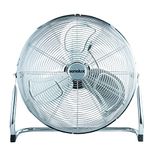 Senelux Floor Fan - Chrome Gym Fan - Electric Portable Cooling Fan for Home/Gym/Office Use - 3 Speed Settings with Tilting Feature - High Velocity Cold Air Circulator