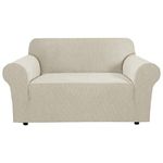 H.VERSAILTEX Stretch Loveseat Covers 1-Piece Loveseat Slipcover|Sofa Cover for Loveseat 1 Piece with Elastic Bottom, Textured Checked Jacquard Fabric(Loveseat 58"-70" Wide, Island Fossi)