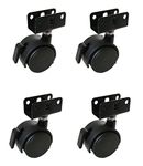 Caster Wheel Small for Furniture 100Kg Weight Capacity 35mm diameter Black Twin Wheel Plywood Castor Plate with Lock/Stopper/Break Pack of 4 Pcs for Floor Mill Trolley,Refrigerator & Washing Machine