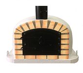 DIOVERDE White Deluxe Extra Wood Fired Pizza Oven, Orange Arch, Black Door, 100cm x 100cm