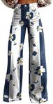 Flare Jeans for Women Vintage Wide Leg Boyfriend Baggy Stretchy High Waisted Trendy Denim Pants with Pockets White X-Large