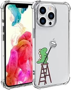 Wihytec Lovely Dinosaur Phone Case for iPhone 14 Dinosaur Ladder Case Cover Clear Phone Case w/Four Corner Reinforced Shockproof Girly Women Phone Cover Transparent with Cute Design