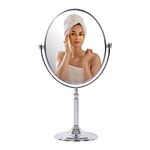 SRUNISH Makeup Mirror|Magnifying Glass Mirror Makeup|Double Side Magnification|Tabletop Vanity Hand Mirrors Stand|5X And 1X|(Men&Women-Silver, Oval, Framed)