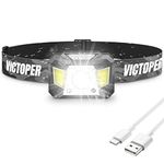 Victoper Running Head Torch Rechargeable-2024 Upgraded 6 Modes Motion Sensor Headlamp Super Bright Head Light with 90°Adjustable IPX5 Waterproof Running Fishing Camping Hiking Kids Adults