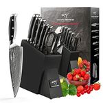 NANFANG BROTHERS Knife Set,7 Piece Damascus Kitchen Knife Set with Block,VG10 Steel Core with HRC 60 ± 2 Hardness,with Cooking Shears,Perfect Knife Set Gift