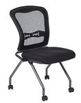 Office Star Deluxe Breathable ProGrid Back FreeFlex Coal Seat Armless Folding Chair with Casters, 2-Pack, Titanium Finish