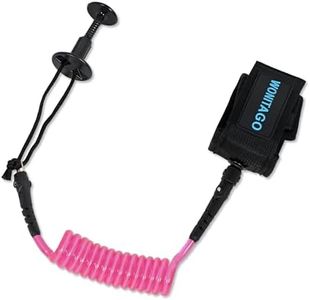 LINGVUM 4 ft Bodyboard Leash – 7mm Thick Coils Wrist Bodyboard Leash with Plug for Bodyboarding (Rose)