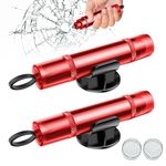 2 Pack Safe Pro X Car Emergency Hammer, 2 in 1 Car Window Breaker Car Escape Tool with Seat Belt Cutter Quick Emergency Window Breaker Escape Safety Hammer Car Windscreen Breaker (Red)