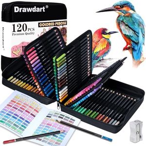 Drawdart 120 Colored Pencils for Adult Coloring Books, Professional Soft Core Drawing Sketching Shading Pencils Set with Zipper Case, Coloring Pencils for Adults, Artists, Professionals and Colorists
