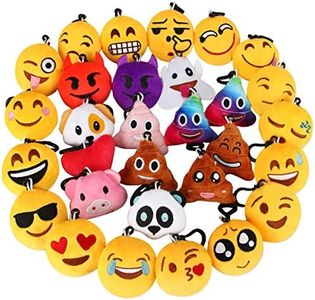 Dreampark Emoticon Keychain, Emoticon Plush Key Chain Bulk Toy Valentine's Day Gifts Birthday Party Favors Supplies, Treasure Box Rewards Carnival Prizes for Kids Boys and Girls, 2" Set of 30