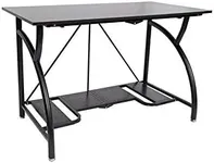 Origami Multi Purpose Folding Wooden Office Computer Furniture Table Desk with Origami Connection Clip and Bottom Shelf, Black