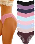 ROSYCORAL 9 Pack Womens Underwear Seamless Bikini Panties Soft Sexy Invisibles Cheeky Hipster No Show Lace Panties Ladies