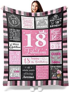 Atokker 18th Birthday Gifts for Girls, 18 Year Old Girl Birthday Gifts, Gifts for 18 Year Old Girl, 18th Birthday Decorations for Girls Blanket 60"X50"