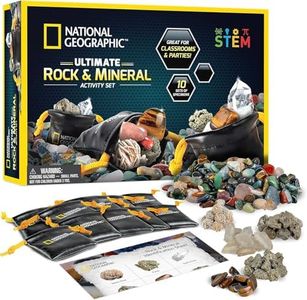 NATIONAL GEOGRAPHIC Kids Rock Collection – 1.25 Lb Assorted Rocks, Minerals & Gemstones Plus 50 Cool Rocks and Minerals to Share, A Great STEM Earth Science Kit for The Classroom, Homeschool & More