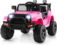 Costzon Ride on Car, 12V Battery Powered Truck Vehicle with Remote Control, Spring Suspension, Headlights, Music, Horn, MP3, USB & Aux Port, Gift for Boys Girls, Electric Car for Kids (Pink)