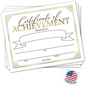 Hadley Designs 25 Gold Certificate of Completion Award Certificate Paper for Printing - Student of The Month Certificates for Students, Certificate of Achievement Awards and Certificates for School
