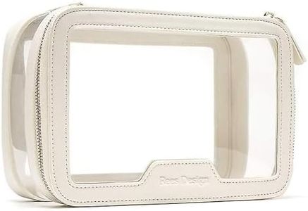 Large Makeup Cosmetic Toiletry Organiser Bag, Clear Premium Vegan Leather Bags, Waterproof Transparent Small Handbag Purse Travel Set Girls, Cosmetic Bags, Storage Zippered Bathroom Valentines - Cream