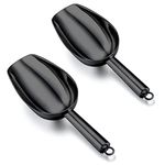 TeamFar Ice Scoop, 5oz Stainless Steel Canister Small Ice Candy Scoops for Kitchen Dispenser Buffet Jars, Healthy & Sturdy, Multi-use & Mirror Finish, Dishwasher Safe-2 PCS, Black