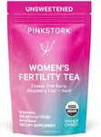 Pink Stork Fertility Tea for Conception and Hormone Balance with Organic Mint, Vitex, and Red Raspberry Leaf, Caffeine Free - Mint, 15 Sachets, Hot or Iced