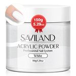 Saviland White Acrylic Powder -150g/5.29OZ Acrylic Nail Powder Large Capacity Professional for Acrylic Application System Nail Art 3D Flowers Carving Nail Extension Nail Carving