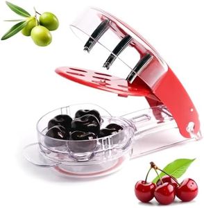 Cherry Pitter Tool Pit Remover, Olive Pitter Quick Push Pull 6 Hole Seed, Multi-Function Cherry Pitters Core Remover Portable Saving Lock Design Corer Kitchen Depitter Tool - Red