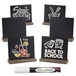 ONUPGO Chalkboard Signs - 5x6 Inch Double Side Mini Tabletop Chalkboard Sign with Stands, Set of 6 - Decorative Vintage Woode Chalkboard Table Signs Small Message Chalk Board Sign