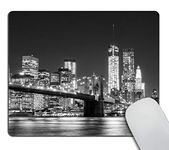 Smooffly New York Gaming Mouse Pad Custom,The Manhattan Skyline and Brooklyn Bridge at Night in Brooklyn Personalized Rectangle Mouse Pad