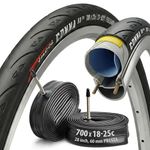 Fincci Road Bike 700x23c Tyres - Foldable Kevlar 700c Tyres 28 inch with 1mm Nylon Puncture Proof & Inner Tube 23-622 Presta, Lightweight 60 TPI for Race, Carrera & Touring Bikes, Turbo Trainer