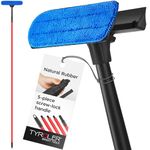 Tyroler 2-in-1 High Window Cleaning Tool | Window Squeegee Extendable with 30-205CM 5 Part Handle | Perfect Window Cleaning & Washing Kit (Black - Rubber)